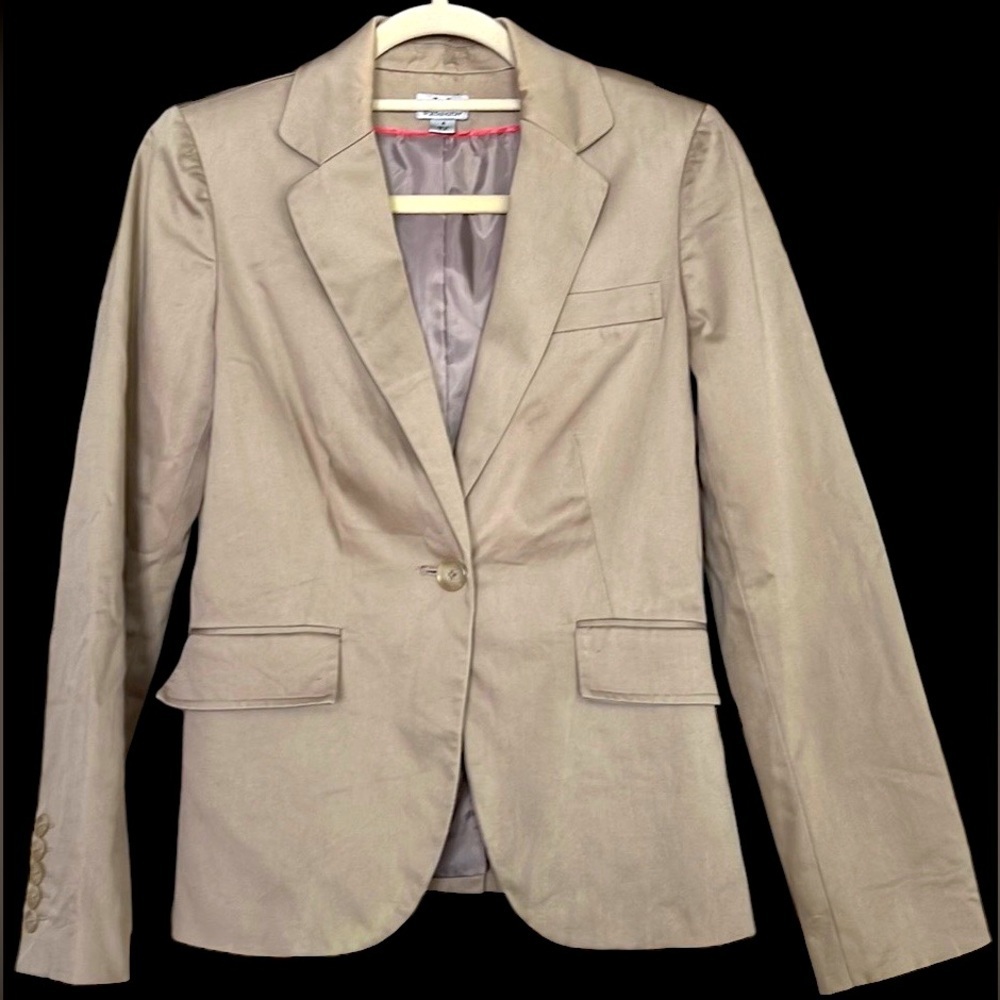WORTHINGTON Solid Tan Color Single Button Front, Fully Lined Blazer, Sz 4, GUC.